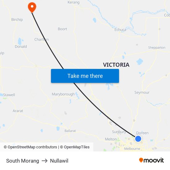 South Morang to Nullawil map