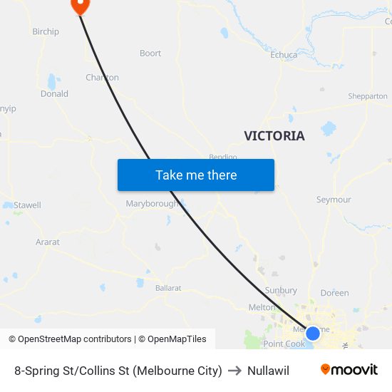8-Spring St/Collins St (Melbourne City) to Nullawil map