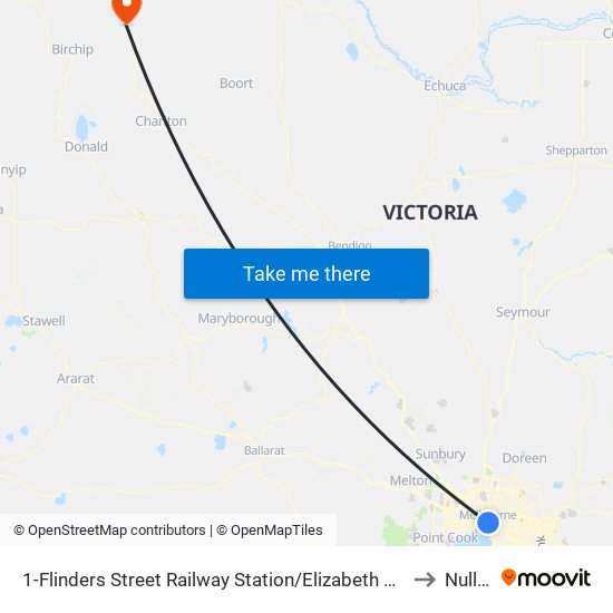 1-Flinders Street Railway Station/Elizabeth St (Melbourne City) to Nullawil map
