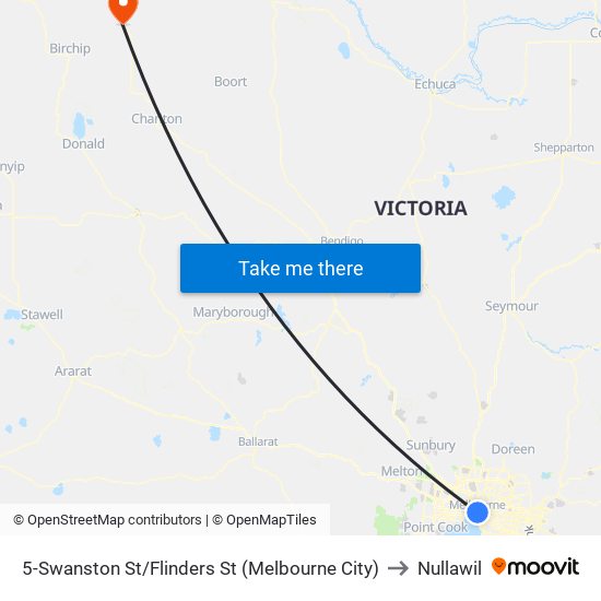 5-Swanston St/Flinders St (Melbourne City) to Nullawil map