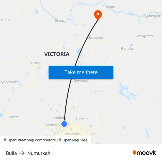 Bulla to Numurkah map