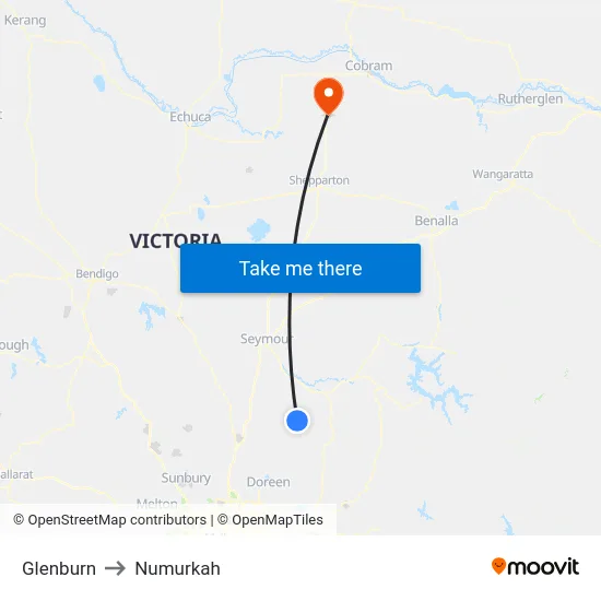 Glenburn to Numurkah map