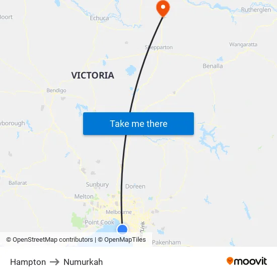 Hampton to Numurkah map