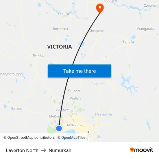 Laverton North to Numurkah map