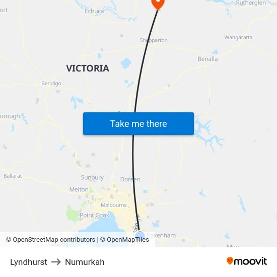 Lyndhurst to Numurkah map