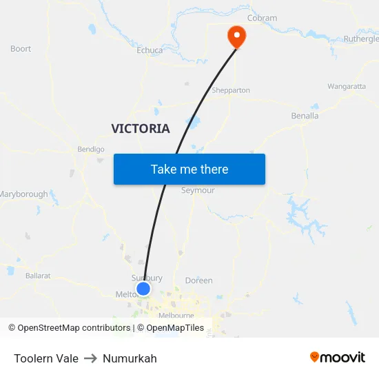 Toolern Vale to Numurkah map