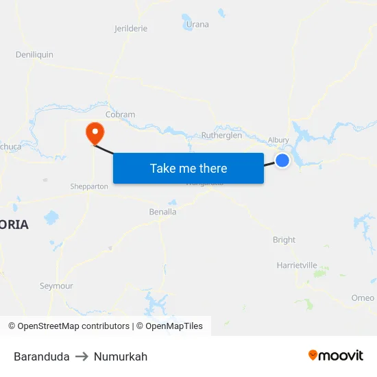 Baranduda to Numurkah map