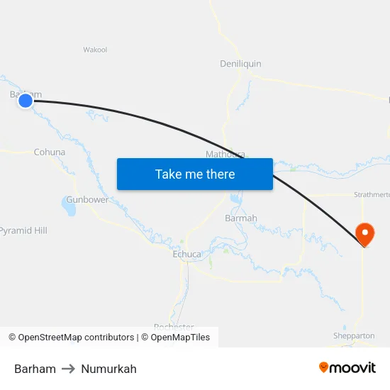 Barham to Numurkah map