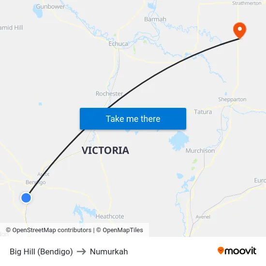 Big Hill (Bendigo) to Numurkah map