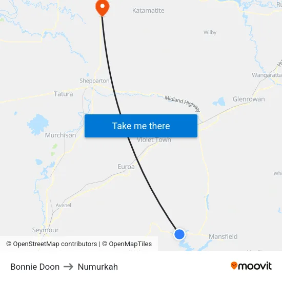 Bonnie Doon to Numurkah map