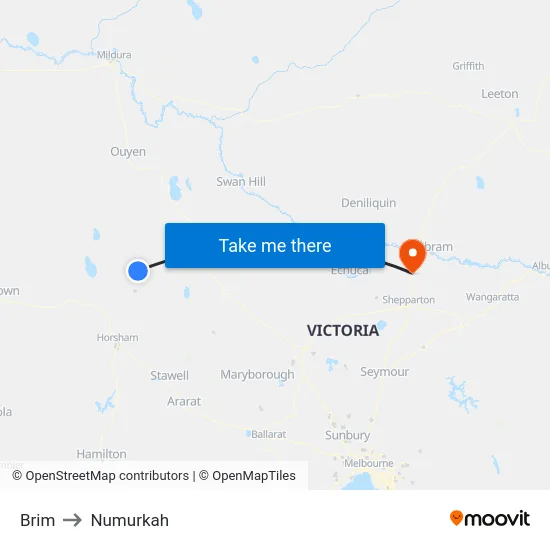 Brim to Numurkah map