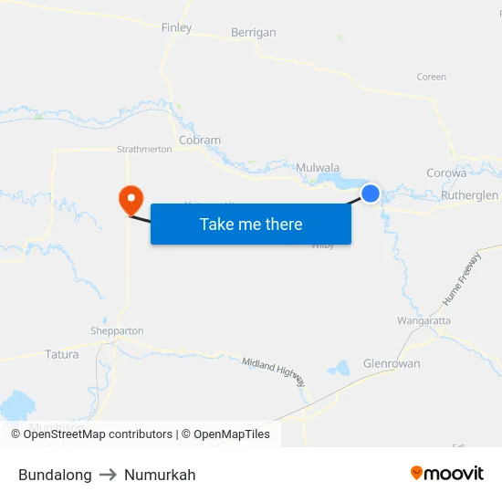 Bundalong to Numurkah map