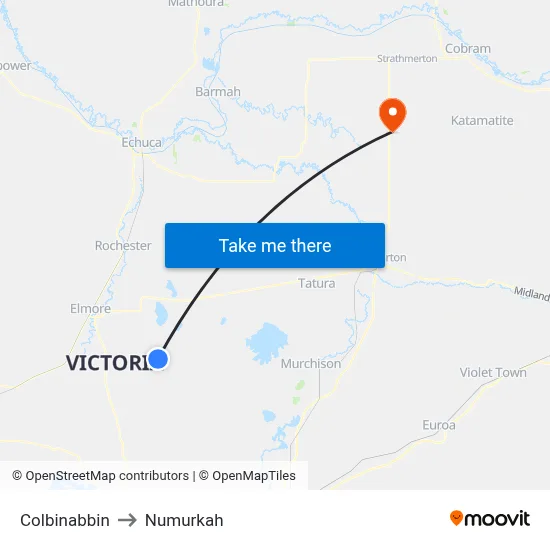 Colbinabbin to Numurkah map