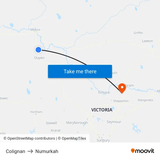 Colignan to Numurkah map
