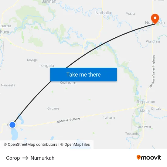 Corop to Numurkah map