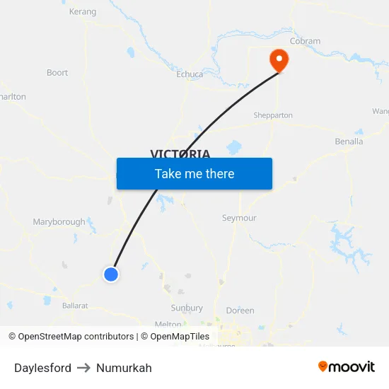Daylesford to Numurkah map