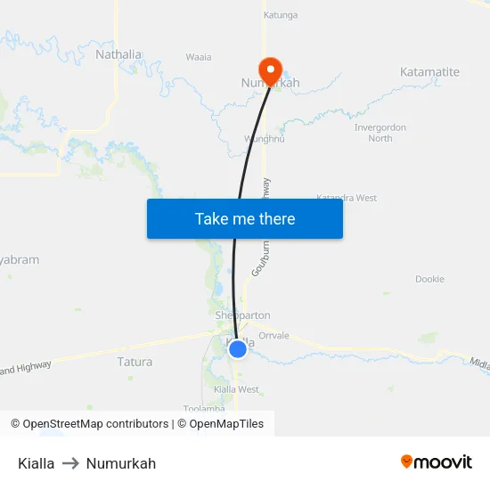 Kialla to Numurkah map