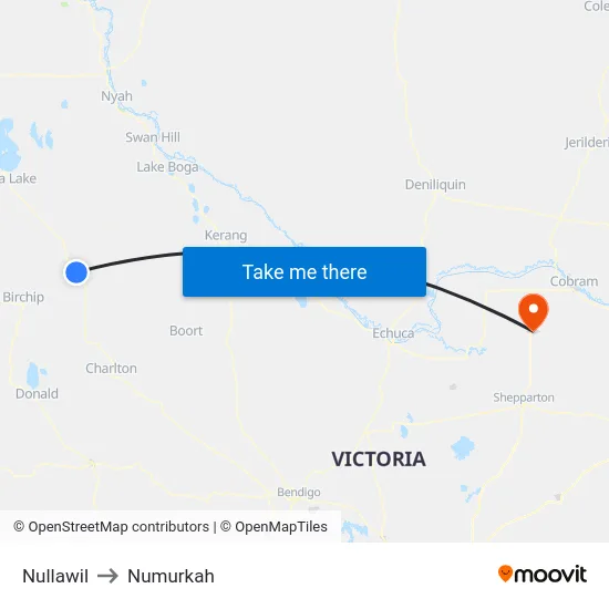 Nullawil to Numurkah map