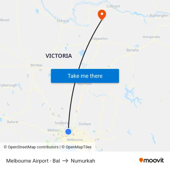Melbourne Airport - Bal to Numurkah map