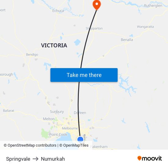 Springvale to Numurkah map