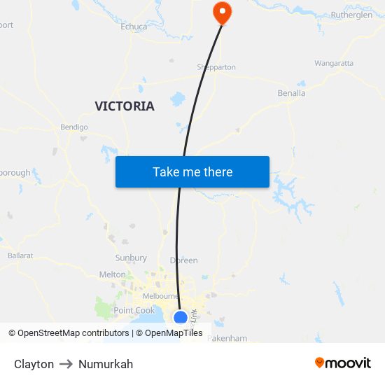Clayton to Numurkah map