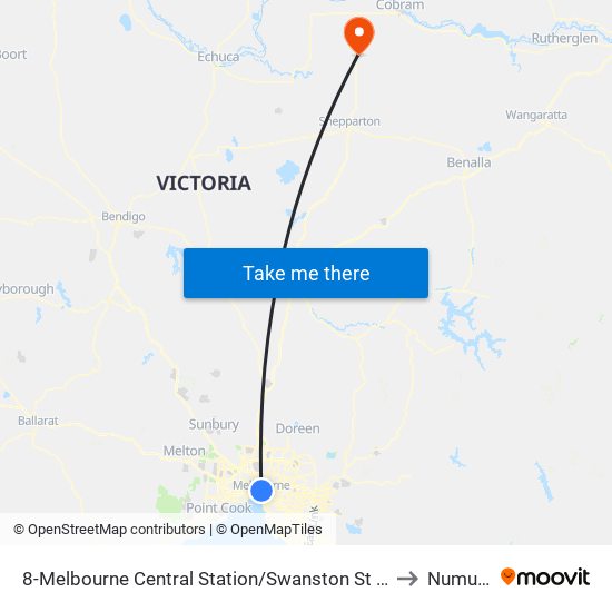 8-Melbourne Central Station/Swanston St (Melbourne City) to Numurkah map