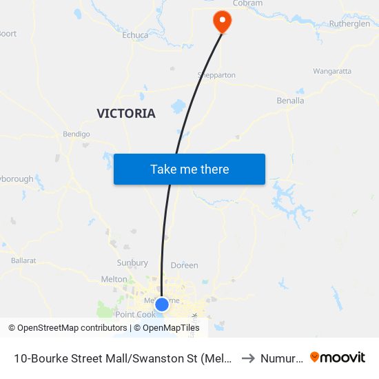10-Bourke Street Mall/Swanston St (Melbourne City) to Numurkah map