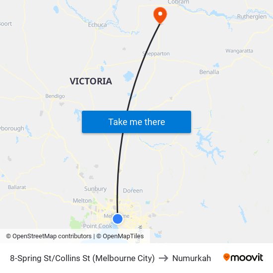 8-Spring St/Collins St (Melbourne City) to Numurkah map