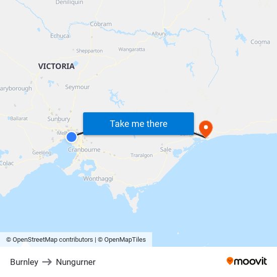 Burnley to Nungurner map