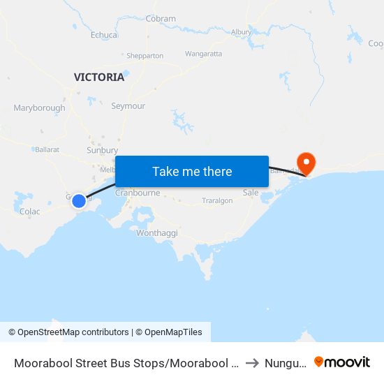 Moorabool Street Bus Stops/Moorabool St (Geelong) to Nungurner map