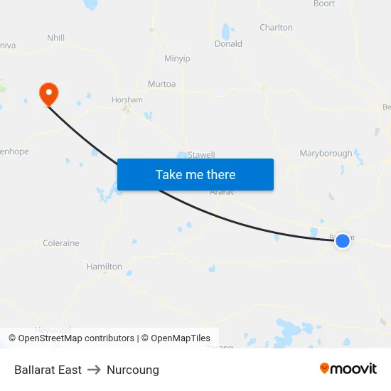 Ballarat East to Nurcoung map