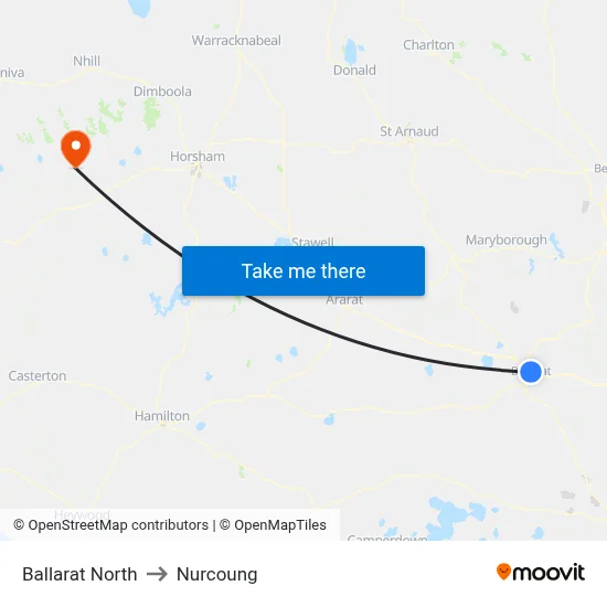 Ballarat North to Nurcoung map