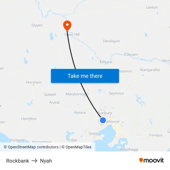 Rockbank to Nyah map