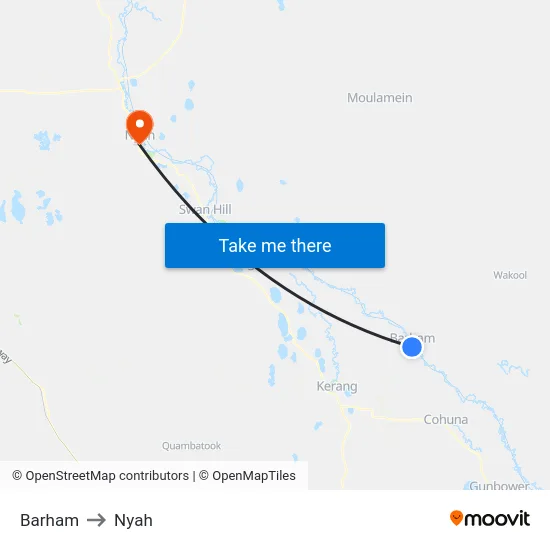 Barham to Nyah map