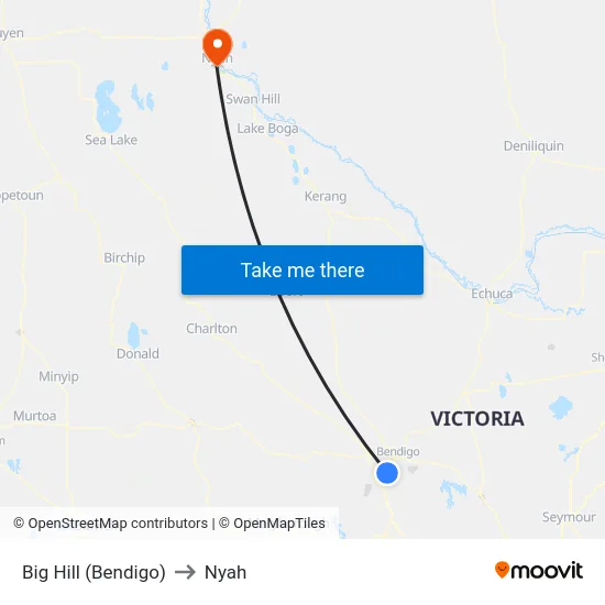 Big Hill (Bendigo) to Nyah map