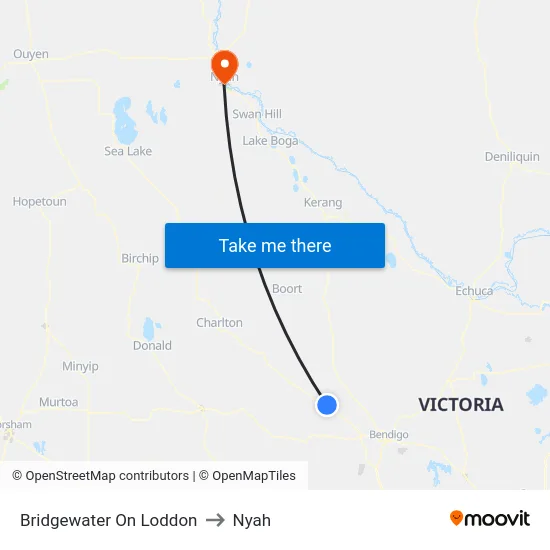 Bridgewater On Loddon to Nyah map