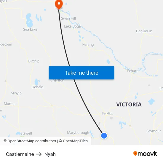 Castlemaine to Nyah map