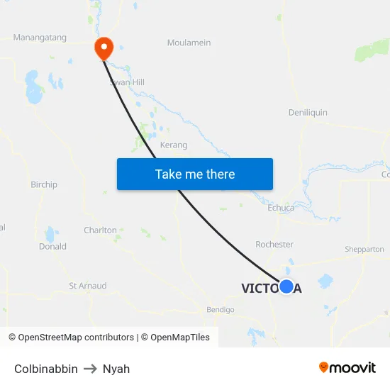 Colbinabbin to Nyah map