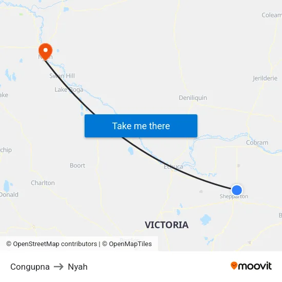 Congupna to Nyah map