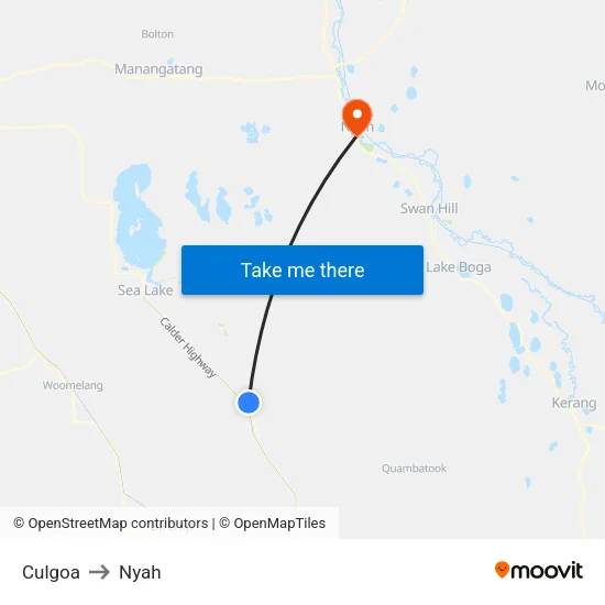 Culgoa to Nyah map