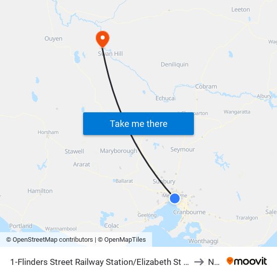 1-Flinders Street Railway Station/Elizabeth St (Melbourne City) to Nyah map