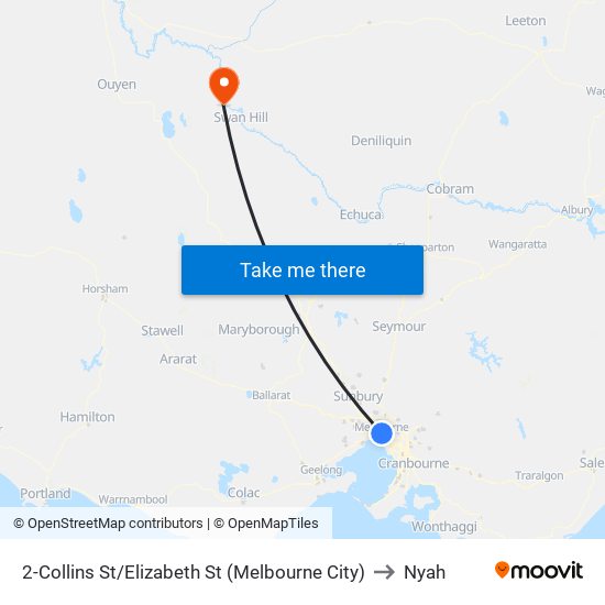 2-Collins St/Elizabeth St (Melbourne City) to Nyah map