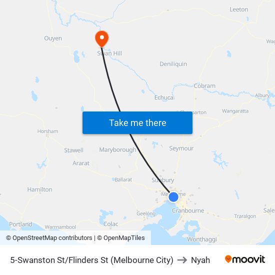 5-Swanston St/Flinders St (Melbourne City) to Nyah map