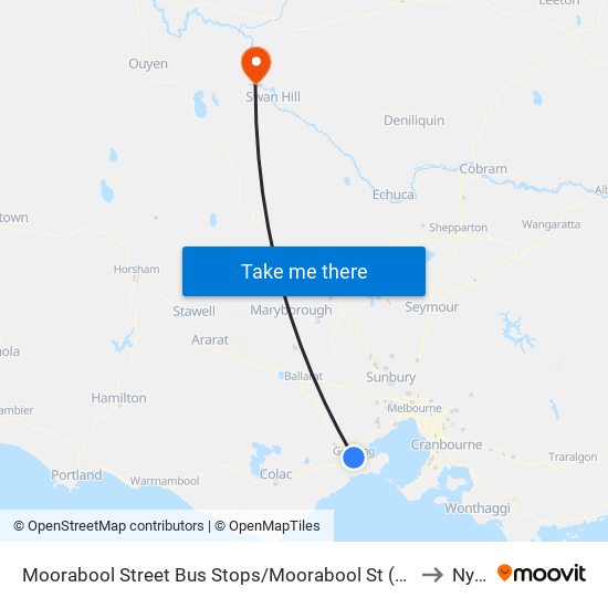 Moorabool Street Bus Stops/Moorabool St (Geelong) to Nyah map