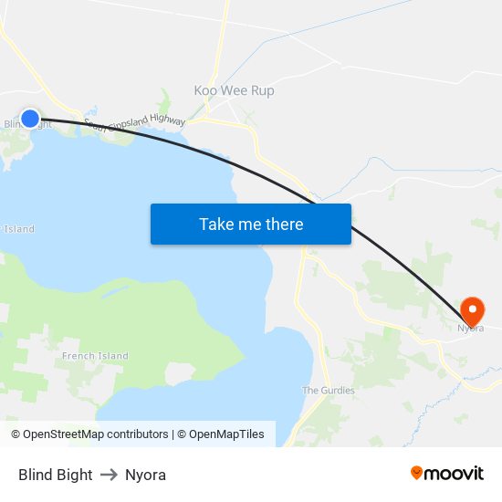 Blind Bight to Nyora map