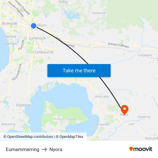 Eumemmerring to Nyora map