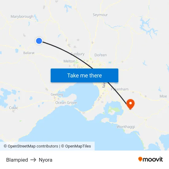 Blampied to Nyora map