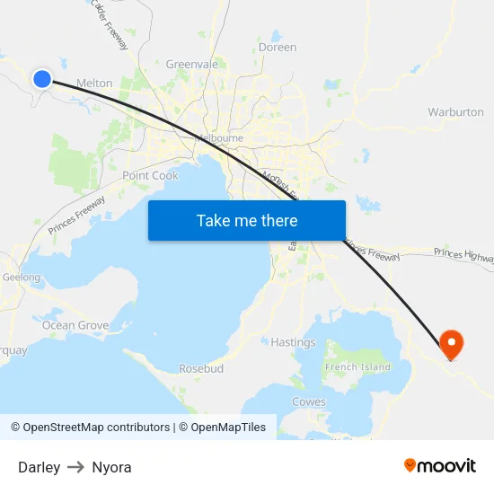 Darley to Nyora map