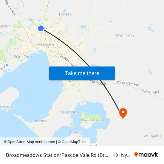 Broadmeadows Station/Pascoe Vale Rd (Broadmeadows) to Nyora map