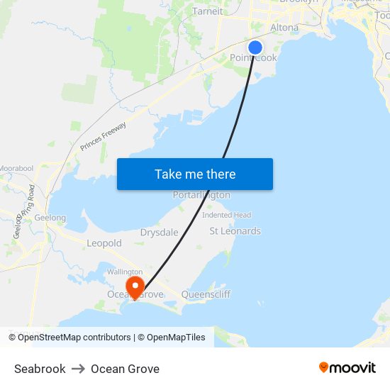 Seabrook to Ocean Grove map